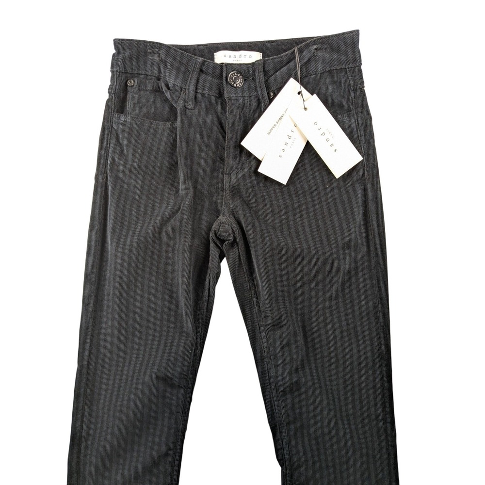 Sandro Corduroy Pants High Rise Supper Skinny Fit Casual Black Size 24x30